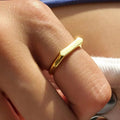 Stainless Steel Waterproof Hypoallergenic Jewelry 18k Gold Plated Geometric Irregular Design Women Ring YF3815