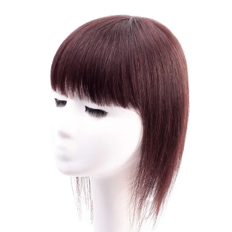 2023 New Design 100% Natural Straight Human Hair Toupee for Women Durable Silk Base Lace Frontal Closure Lazy Bangs Hair Topper