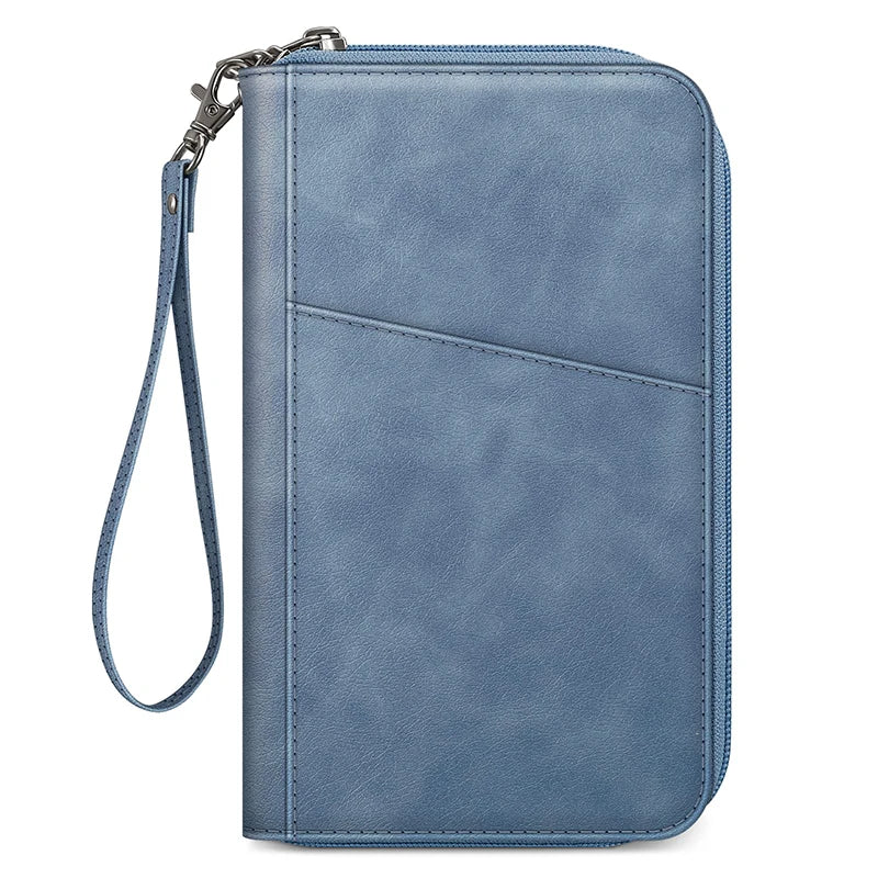 Custom Logo Waterproof Fashion PU Leather Family Passport Holder Wallet Travel Document Organizer Clutch Bag Credit Cards Case