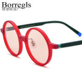 Borregls Matte Acetate Multicolour Polarized Sunglasses UV400 Men Brand Designer Vintage Round Sun Glasses for Women 19265T