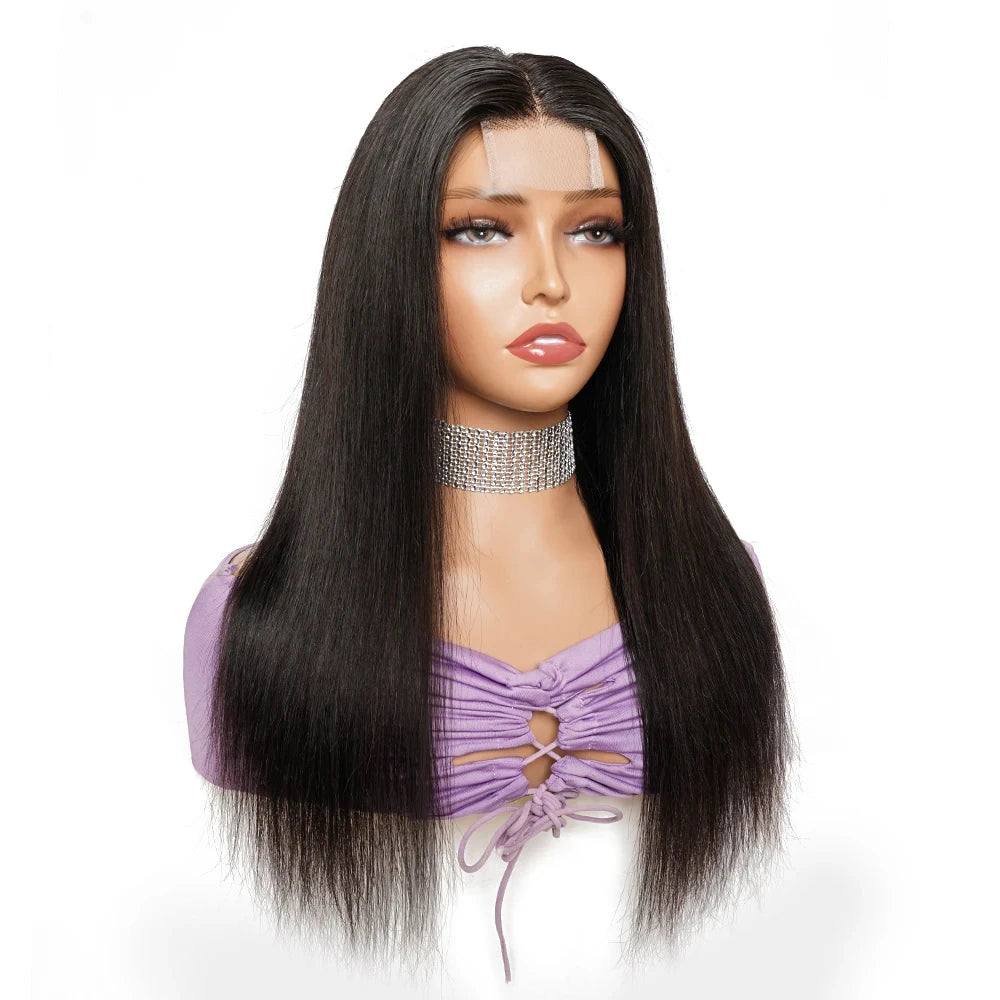 Glueless 2x6 hd Lace Closure Wig 250 Density Cheap Wholesale Natural Color Raw Human Hair Wig hd Lace Front 18 Inch Straight Wig
