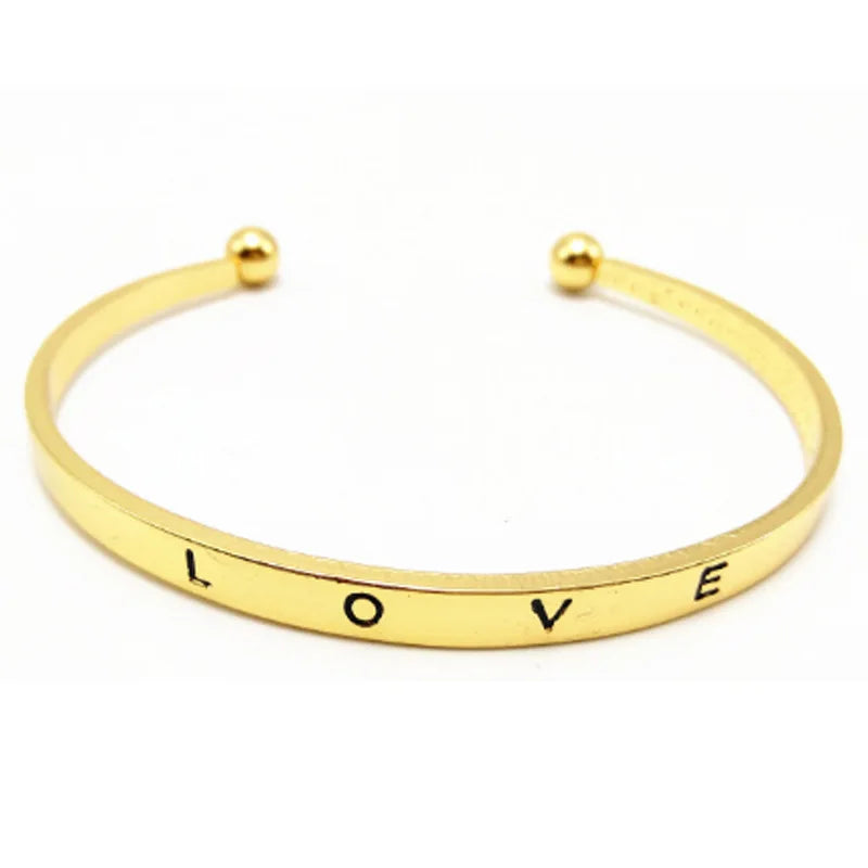 AA00214 Wholesale Fashion Women Jewelry Simple Heart Open Letter Bracelet Metal LOVE Bracelets Bangle