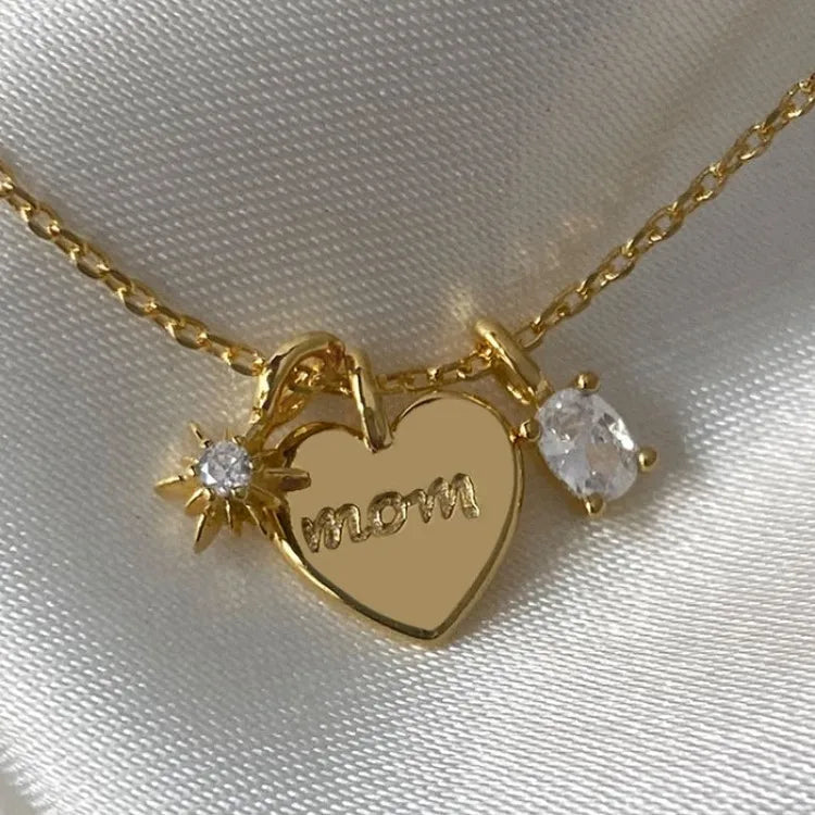 2026 Trending Jewelry 18K Gold Plated Charms Mothers Day Stainless Steel Link Chain Heart Jewelry Pendant Necklace for Women