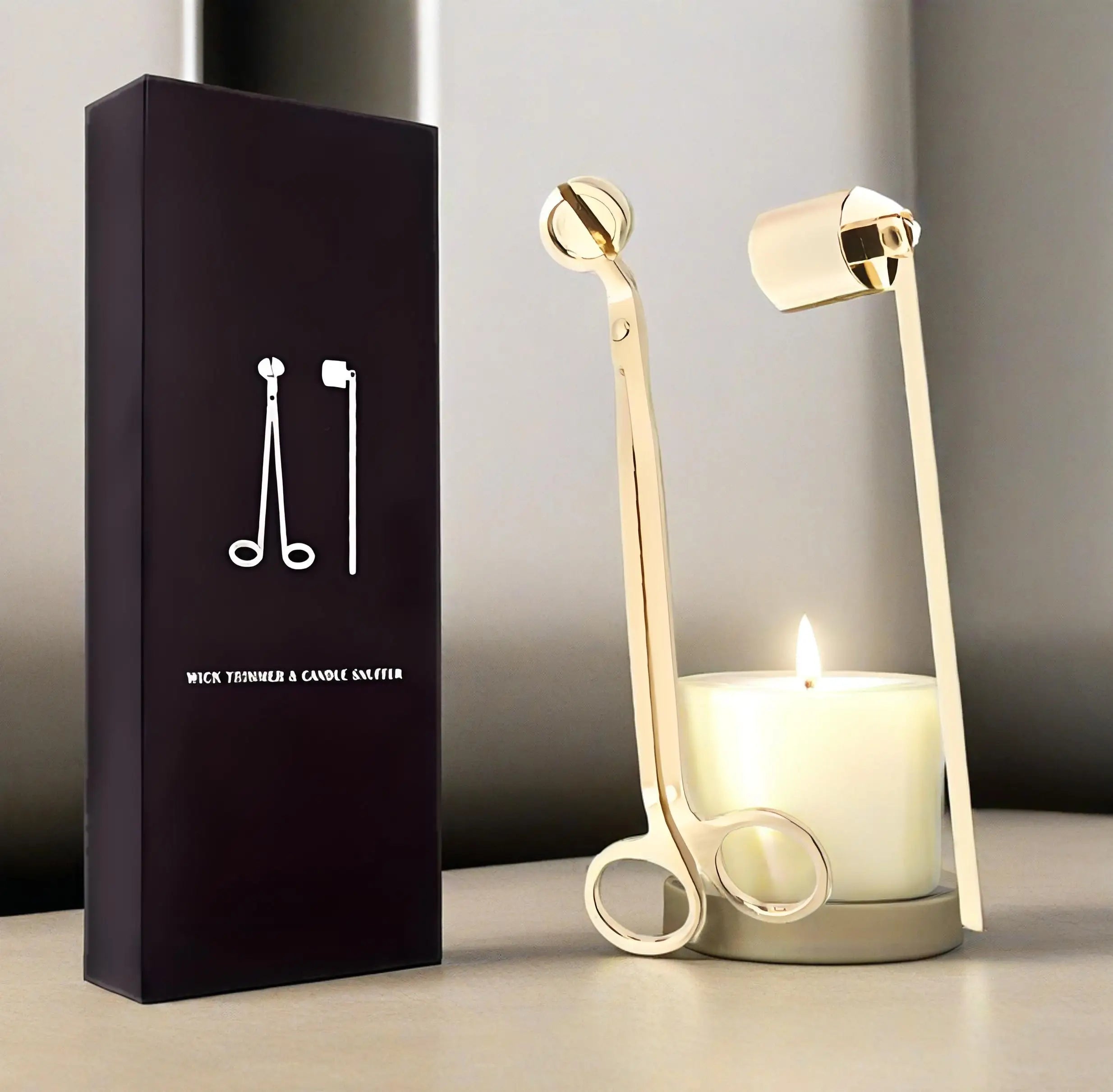 Gold Accented Candle Tools Professional Wick Maintenance Kit | Fireplace Lounge Essentials Meditation Corner Accessories Set