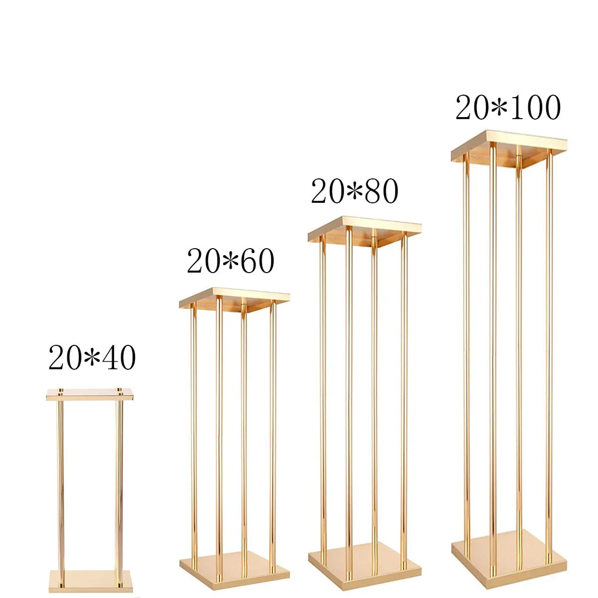 Y-Q031 120cm Tall Flower Stand Centerpiece Rectangle Gold Wedding Table Centerpiece Metal Flower Stand for Wedding Decoration