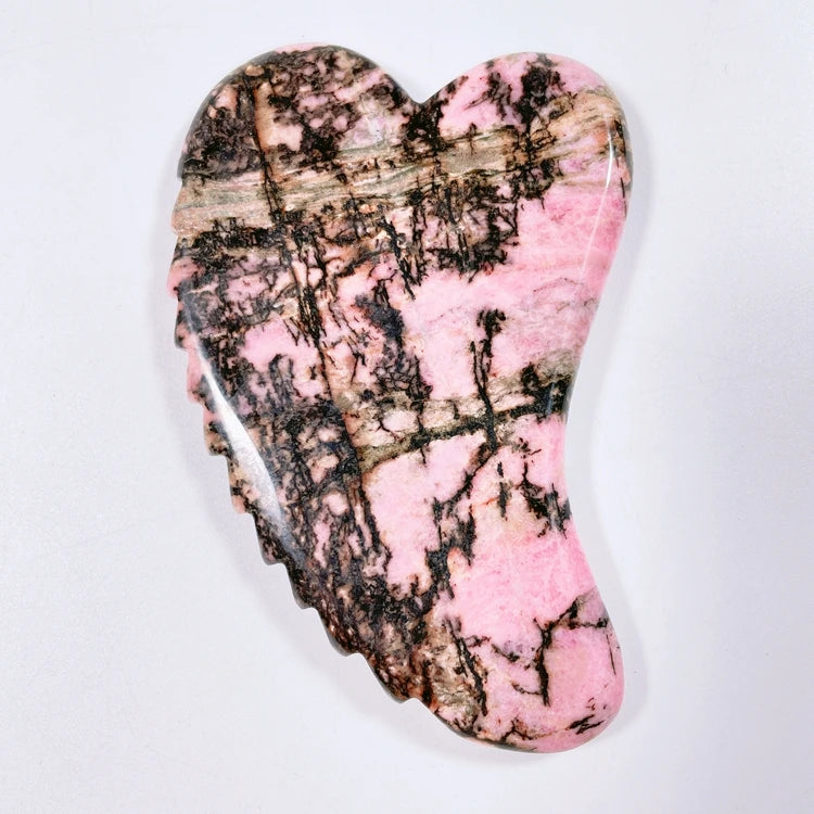 Huiying Hot Sale China Supplier Rhodonite jasper Spiky Heart Guasha