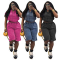 Summer Women Clothing Fashion Washed Short Sleeves Hooded Crop Top Midi Pants Women Casual Two Piece Set
