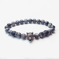 Viking Wolf Head Tiger Eye Bracelet Bracelet for Men 8mm Natural Stone Lava Rock Beaded Bracelets for Men and Women Gifts