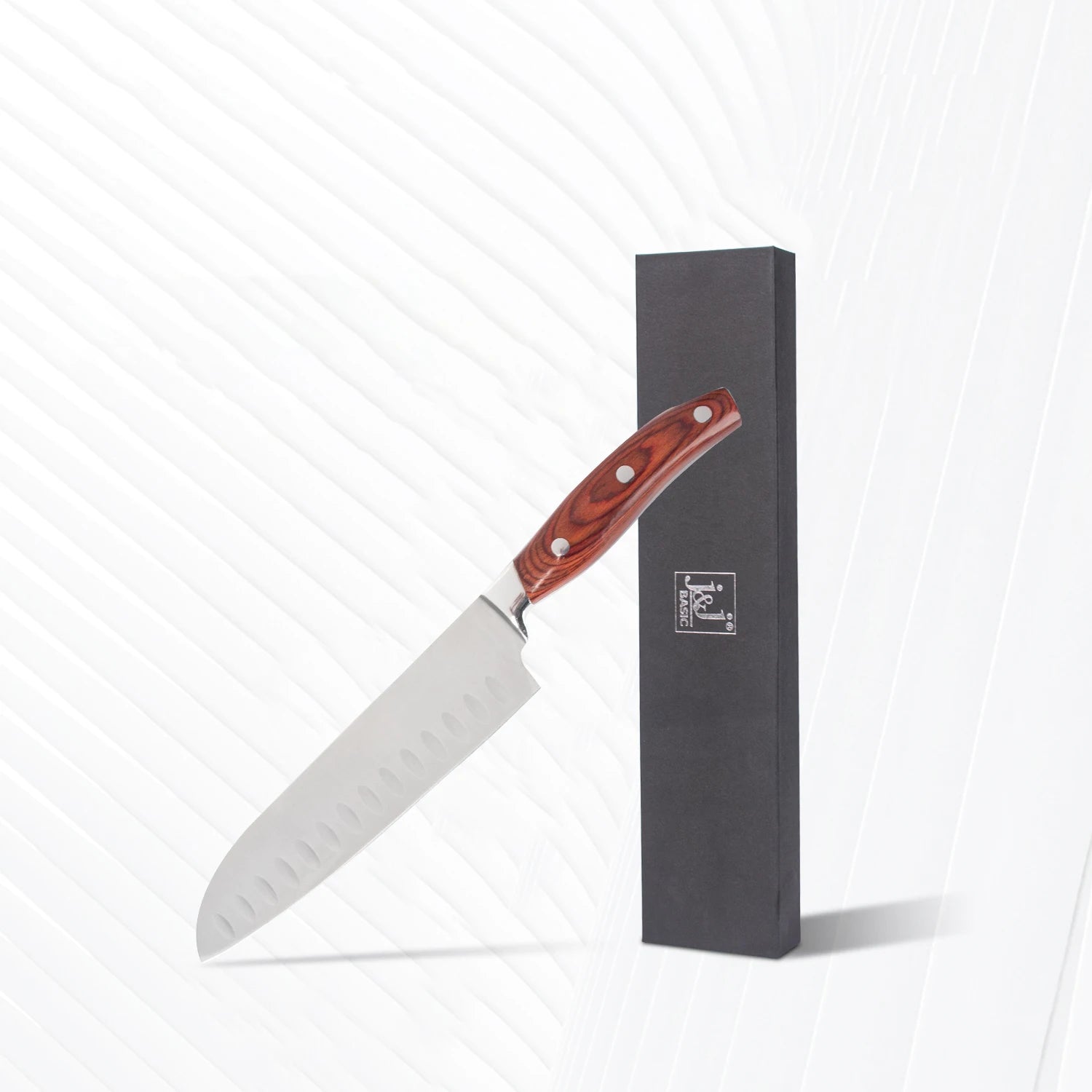 7 Inch 3cr13 Stainless Steel Kitchen Knife Ergonomic Pakka Wood Handle Kitchen Santoku Knife