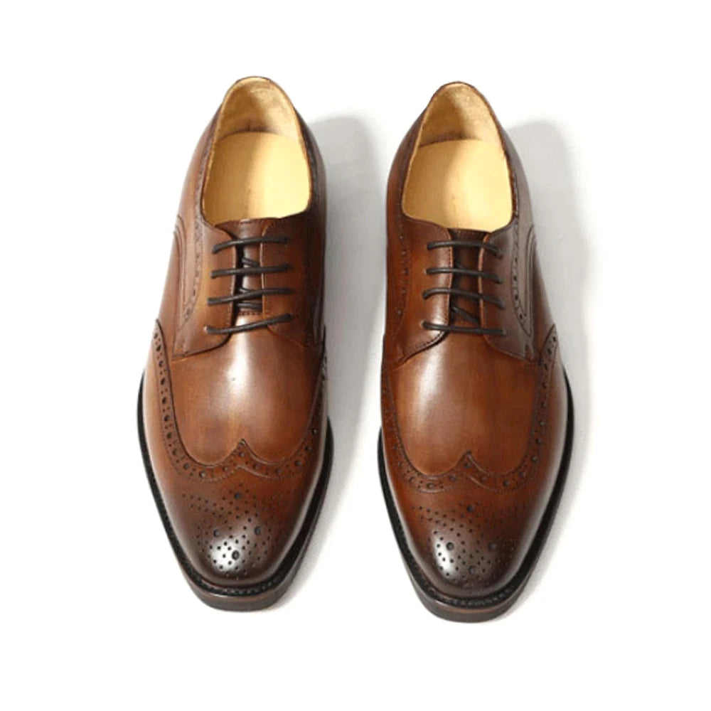 Men's New Style Full Grain Leather Derby Shoes Comfortable Durable Lace-up Dress Anti-Slippery Breathable Waterproof Soft Autumn