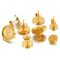 Wholesale Stainless Steel Stud Earring Base Setting Blank Tray 6MM 8MM 10MM Cabochon for Children's DIY Handmade Jewelry Making