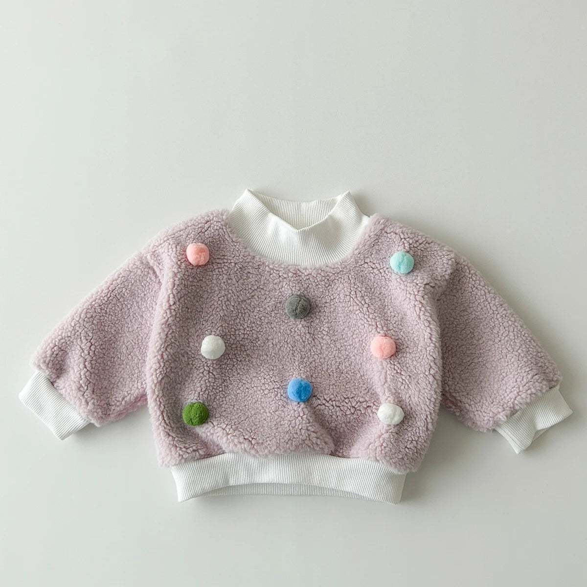Baby Girl Winter Warm Purple Long Sleeve Wool Sweater Jacket Infant Clothing Hoodie 1-3years