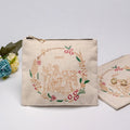 Custom Logo Women's Luxury Hinged Embroidered Cotton Canvas Jewelry Storage Pouch with Zipper