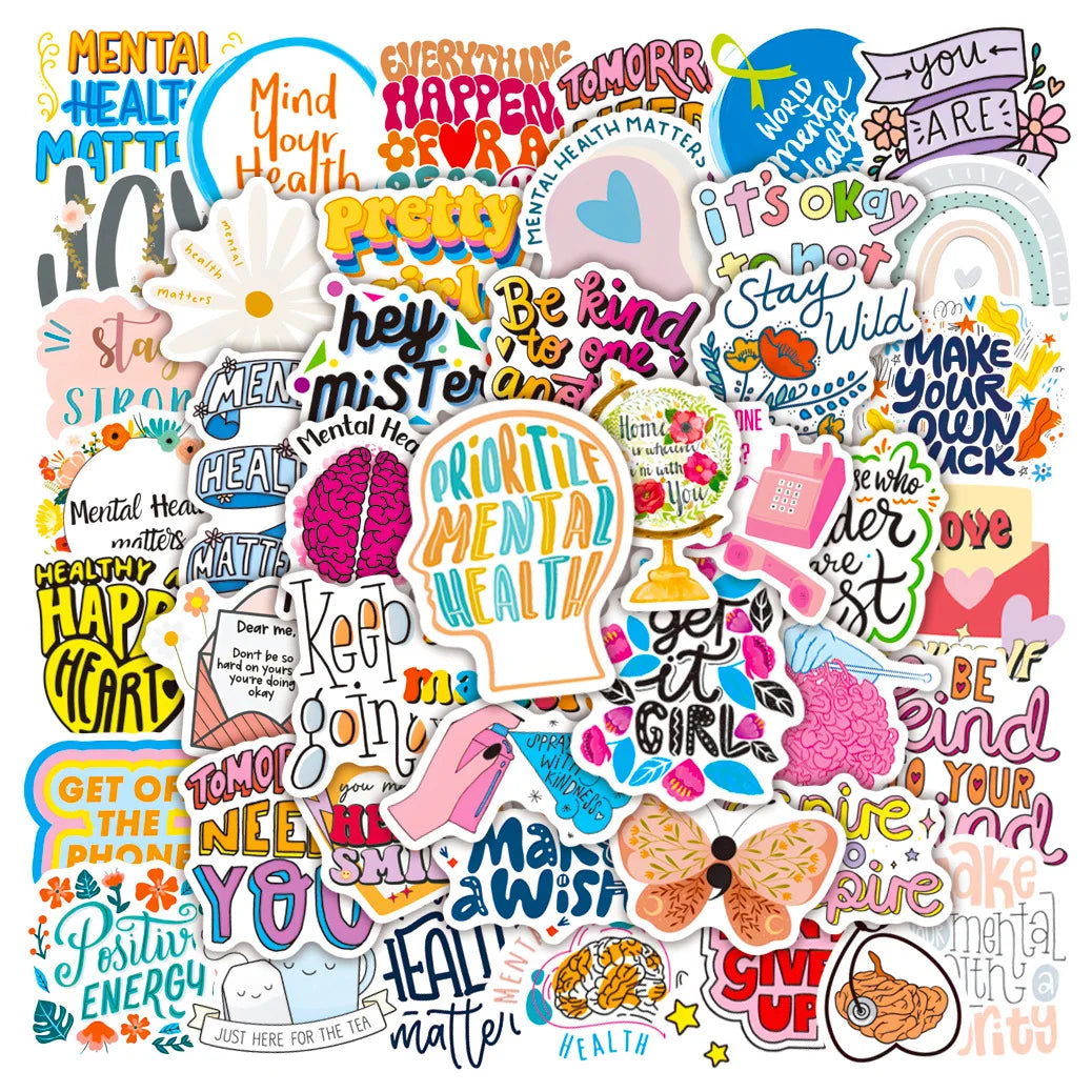 New 50PCS Psychology Therapy Awareness Inspirational Positive Energy Decals Demental Health Sticker