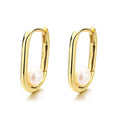 U Shaped Fine 925 Sterling Silver Jewelry Earring Women Luxury 5A Freshwater Pearl Gold Hoop Earrings