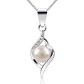 Fashion Real Solid Pure S925 Sterling Silver Box Chain Fresh Water Pearl Necklace for Women