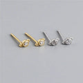SP Minimalist Studs 925 Sterling Silver Made 18K Gold Plated Tiny Zircon Stud Earrings