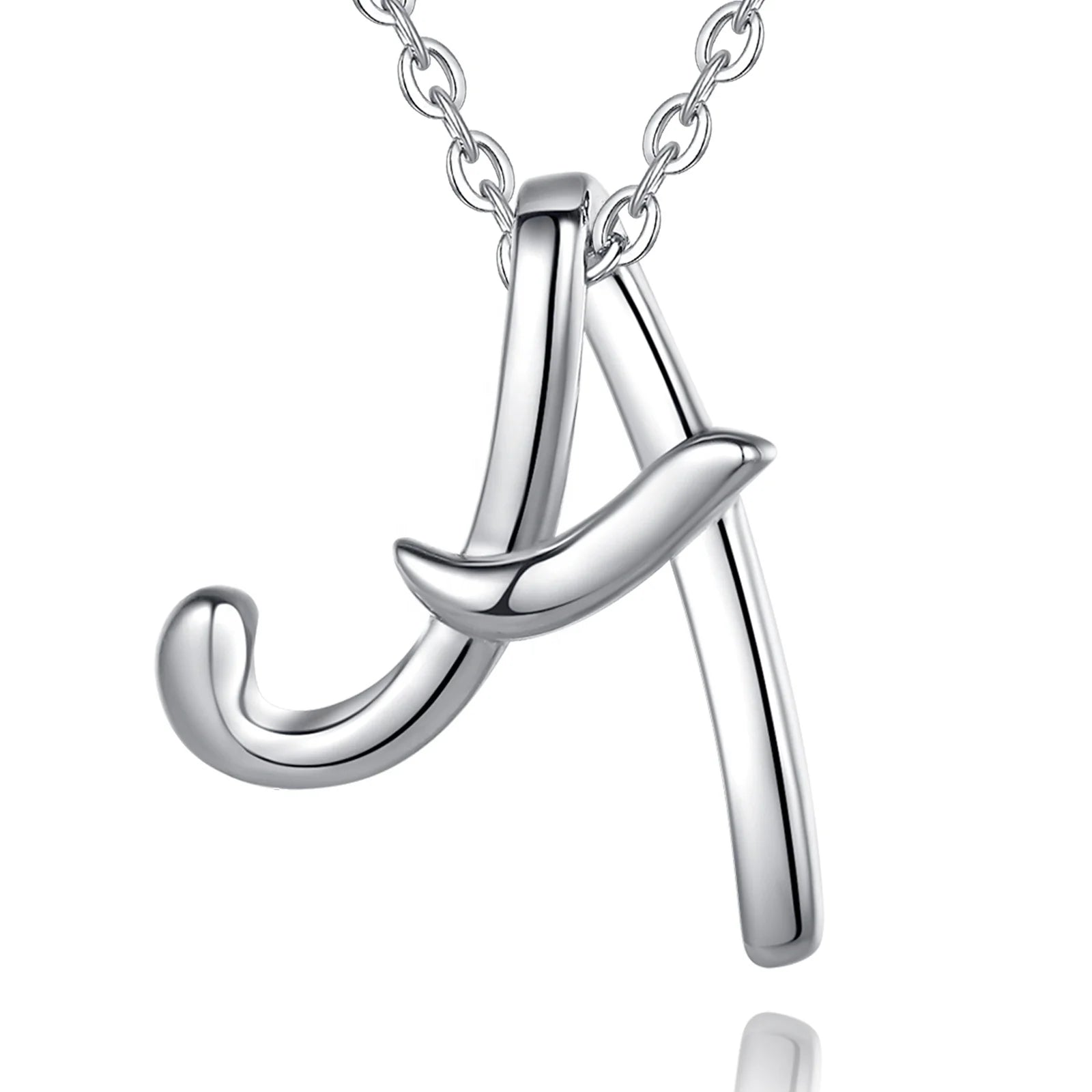 Isunni Wholesale 925 Sterling Silver Initial Pendant Necklace 26 Letter Alphabet Necklace for Weddings