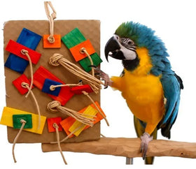 Sustainable 1pc/opp Bag Corrugated Cardboard Bird Toy Parrot Gnaw Toy Block with Sisal Paper Material Wood Color Bird Vent Toy