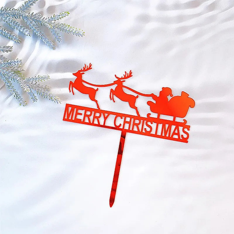 New Color Printing Merry Christmas Party Cake Topper