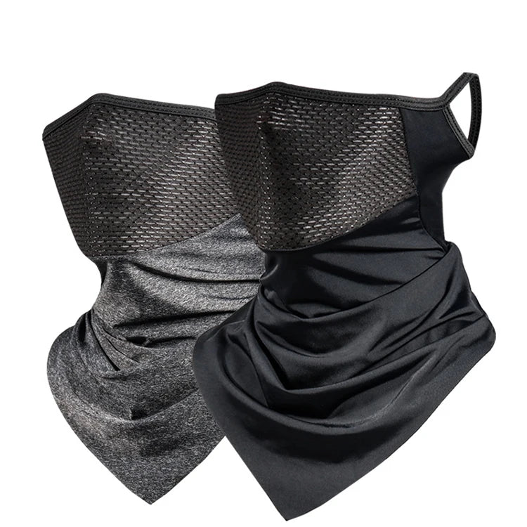Men's Summer Full Face Cycling Mask Breathable UV Protection Ice Silk Hanging Ear Scarf Outdoor Cycling Bandana Bernu