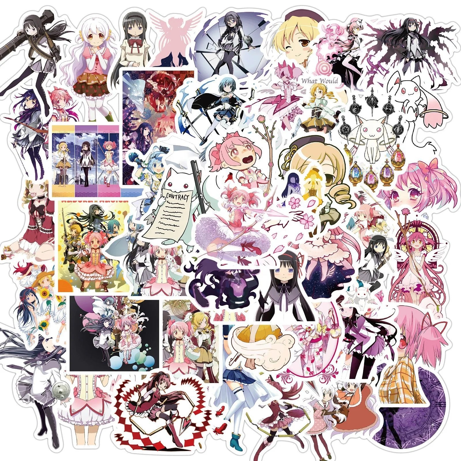 50Pcs Japan Anime Puella Magi Madoka Magica Cute Cartoon Sticker Laptop Luggage Bottle Phone Waterproof Custom DIY Label