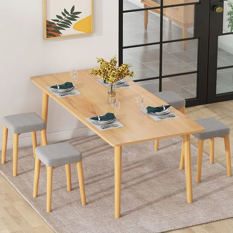 Nordic Luxury Modern Home Dining Table Set 4-6 Seater with Wooden Panel Top for Restaurant or Dining Room Furniture