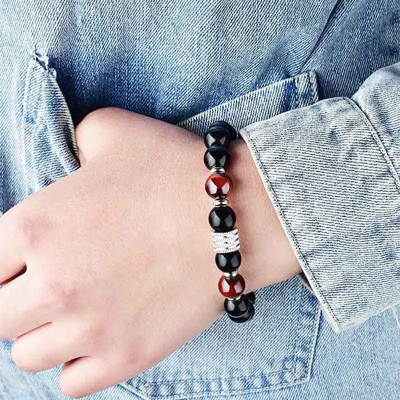 Factory Direct Sale Stainless Steel Jewelry Tiger Eye Bright Stone Men Bracelet