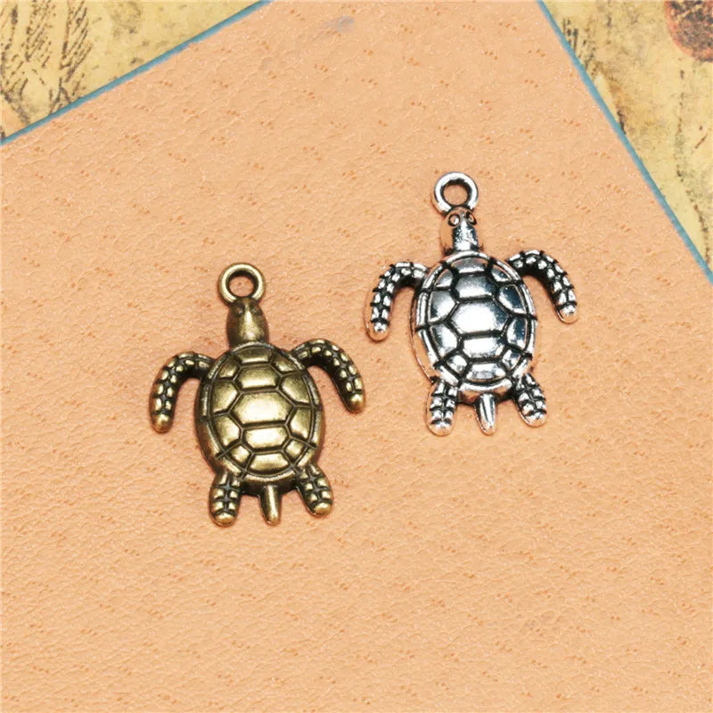 AA00280 Sea Turtle Charms Antique Tortoise Pendants Charms for Bracelet Necklace 23*17mm