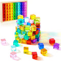Modern 60pcs Translucent Rainbow Acrylic Gem Cubes Educational Sensory Training Building Blocks Wooden Storage Boxes Display