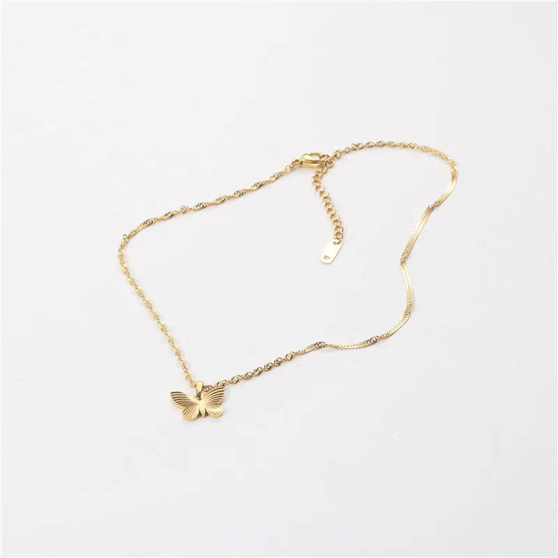 Joolim Jewelry 18K Gold Plated Hollow Butterfly Pendant Choker Necklace Stainless Steel Jewelry Wholesale