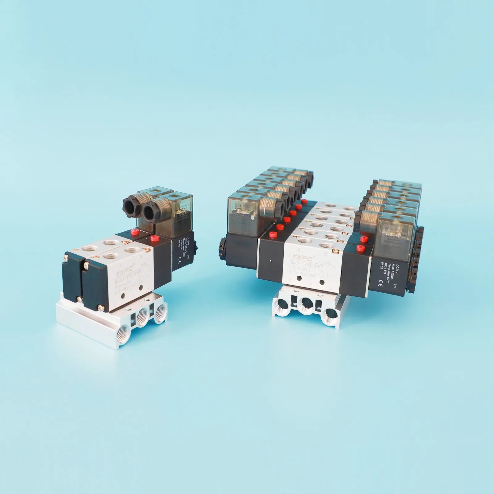 YXPC 4V210-08-2F Aluminum Alloy Pipe Thread Single Acting 220VAC 24VDC 1/4 INCH 5/2 Way Pneumatic Control Solenoid Valve Group