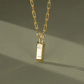 925 Sterling Silver Gold Brick Cuboid Men Necklaces Geometric 18K Gold Necklace  Couples Fine Jewelry Necklaces for Women