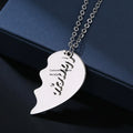 Inspire Jewelry Personalized Broken Two Half Heart Engraved Name Plate Pendant Necklace Lover for Couples Necklaces Custom