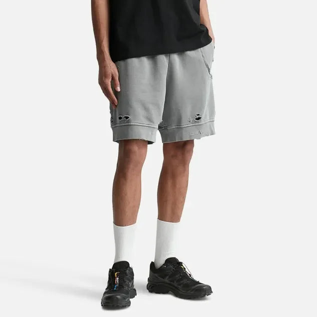 Streetwear Fashion Distressed Cotton French Terry Puff Print Shorts for Men