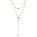 Sparkling Zircon Double Cascade Wear Necklace Female Clavicle Chain Fish Mouth Chain Roman Double Ring Titanium Steel Necklace