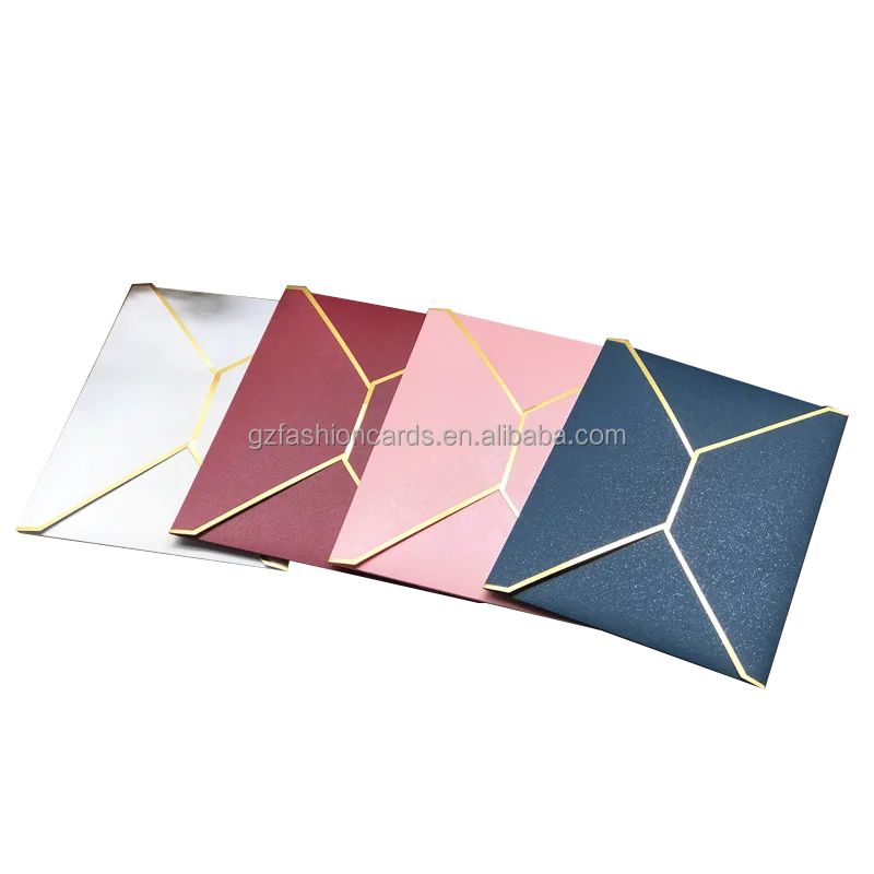 Wholesale Paper Invitations Pocket Thanks You Card Gift Hot Sales Envelopes with Gold Foil Edges