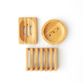 100% Organic Bamboo Material Round and Rectangular Soap Case Holder Elegant Bathroom Sets with Natural Touch