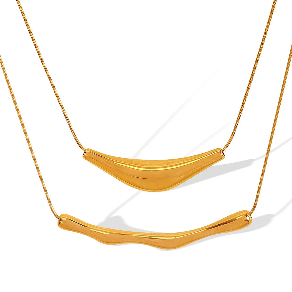 YF3735 Fashion Waterproof Stainless Steel Jewelry Hypoallergenic 18k Gold Plated Triangle Shaped Geometric Irregular Necklace