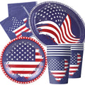 Pafu New 4th of July Party Supplies 8 Guests Disposable Paper Tableware Sets 12 Inch American Flag Paper Plates