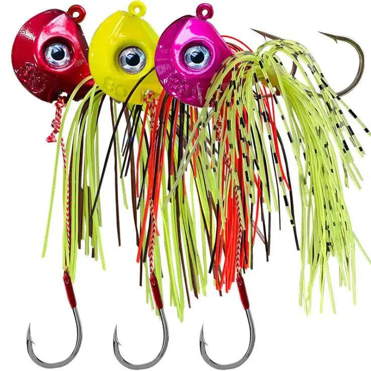 WEIHE 40/60/80/100g  High Carbon Steel Fishhook  3D Fish-eye Lead Jig Metal Fishing Lure