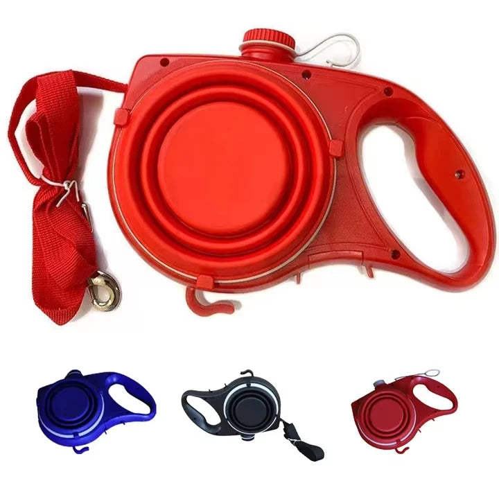Dog Leash Rope Built in Foldable Cups and Water Bottle 5 Pet Essentials All in One Pet Rope
