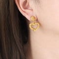 New Arrival Asymmetric Love Geometric Earrings Eardrops Titanium Steel 18K Real Gold Non-Fading Earrings for Women