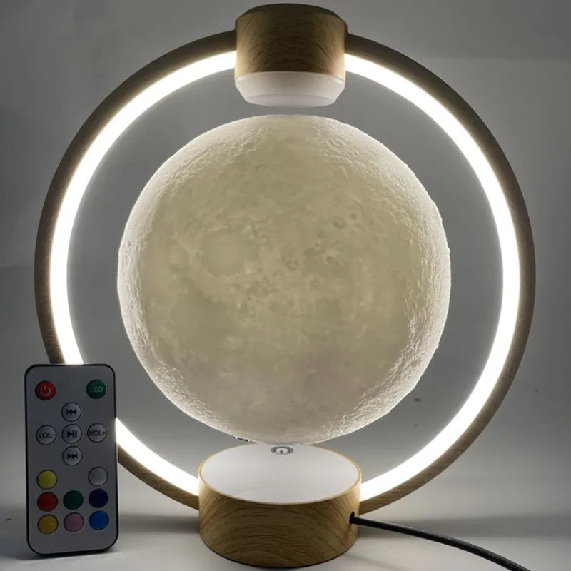New 360 Rotating  Magnetic Levitating Moon Lamp bluetooth Speaker Display Racks With Remote Controller