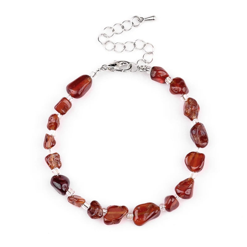 Hot Sale Wholesale Irregular Garnet Stone Beads Religious Style Bracelet Charm Fashion Unisex Bracelet As Gift Selection