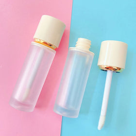 LZ Pack 50pcs Custom Logo Cream Top Frosted Round Lipgloss Container 4ML Luxury Lipgloss Tube With Private Label