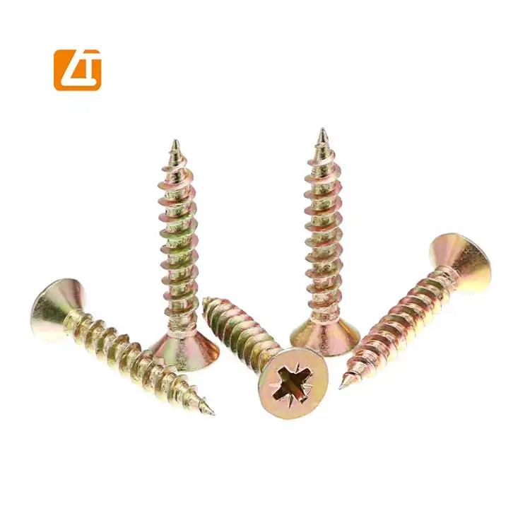 Yellow Galvanized Chipboard Nails with Sharp Needle Point Pozi Drive for Soft Timbers MDF or Chipboard