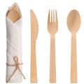 Biodegradable Cutlery Sets Disposable Bamboo Spoon Wholesale Wooden Cutlery Dinnerware Set with Napkin