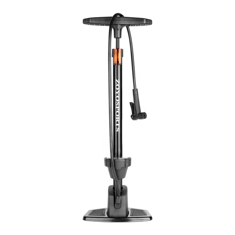 ZOYOSPORTS ZY-AP11 Aluminium Alloy Road Bike Floor Pump with Schrader/Presta Valves Barometric Dial Gauge 230psi Max Pressure