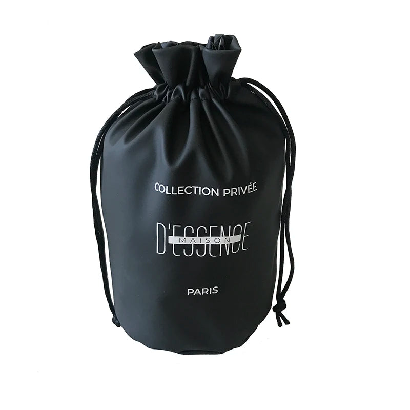 Custom Screen Printing Logo Round Bottom Gift Pouches Drawstring PU Leather Skincare Bottle Bags